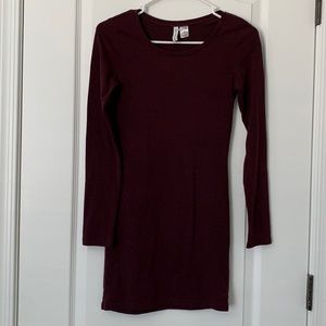H&M Bodycon Maroon Basic Sweater Dress